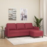  Trosjed s tabureom crvena boja vina 180 cm od umjetne kože | Shoptok.si