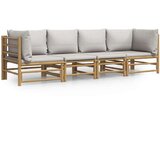  4-dijelna vrtna garnitura od bambusa sa svjetlosivim jastucima | shoptok.hr