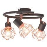 vidaXL Stropna svetilka s 3 reflektorji E14 črne in bakrene barve | Shoptok.si