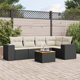  6-dijelni set vrtnih sofa s jastucima crni od poliratana | shoptok.hr