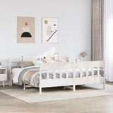 Maison Chic Posteljni okvir - Dvoposteljna postelja - Zakonska postelja brez vzmetnice bel 200x200 cm trdna borovina-J3703, (21766050) | Shoptok.si
