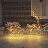  Reindeer vuče saonice Topla bijela 70 x 26 x 129 cm Ratan Slike