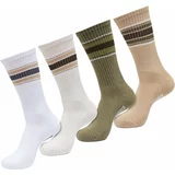 Urban Classics Accessoires Layering Stripe Socks 4-Pack white/whitesand/tiniolive/unionbeige