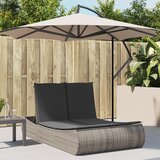 Maison Chic Dvojni Ležalnik - Sončna ležalnik z blazinami siv poli ratan, (22042965) | Shoptok.si