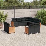  The Living Store Vrtna sedežna garnitura 11-delna z blazinami črn poli ratan - Vrtna Sedežna Garniture, (21476355) | Shoptok.si
