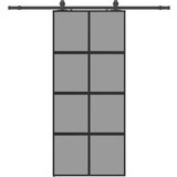  Klizna vrata s priborom crna 90 x 205 cm kaljeno staklo | shoptok.hr