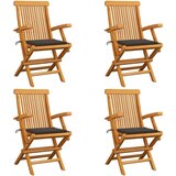 The Living Store Vrtni stoli s taupe blazinami 4 kosi trdna tikovina - Vrtni Stol, (21477697) | Shoptok.si