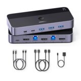 Ugreen USB 3.0 KVM stikalo za 1 monitor in 2 računalnika | shoptok.hr