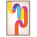  Slika - Colorful Turns - Dynamic Composition in Shades of Yellow Pink and Blue 80x120 U prirodnom drvenom okviru | shoptok.hr
