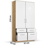 Rauch Möbel omara s klasičnimi vrati, hrast artisan, bela, visoki sijaj | Shoptok.si