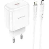USB punjač sa kablom 1m Type-C to iPhone/lightning BN3 Premium PD20W Type-C single port set white