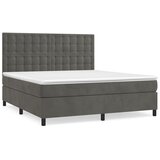 vidaXL Box spring postelja z vzmetnico temno siva 160x200 cm žamet, (20790328) Cene