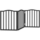 vidaXL Vrata za pse zložljiva 3 paneli črna 150 cm topolovina | Shoptok.si