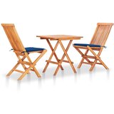 vidaXL 3-dijelni bistro set s kraljevsko plavim jastucima od tikovine Cijene