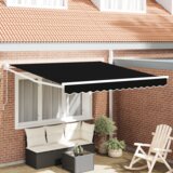 vidaXL Ročna retractabilna tenda Črna 350x250 cm, Tenda za zamenjavo blaga za okvir 3.5x2.5 m Črna | Shoptok.si