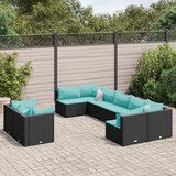  9-dijelni set vrtnih sofa s jastucima crni od poliratana Cijene