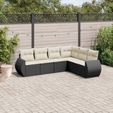 Maison Chic Seti vrtnega pohištva - Vrtna garnitura - Vrtni pohištvo set 6-delna z blazinami črna poli ratan, (21805038) | Shoptok.si