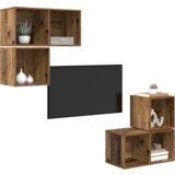 vidaXL Set TV stalka s pohranom 4 pcs Staro drvo 37 x 37 x 72 cm | shoptok.hr