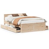 Maison Chic Posteljni okvir - Dvoposteljna postelja - Zakonska postelja brez vzmetnice z vzglavjem 150x200 cm borovina-J13524, (21773978) | Shoptok.si