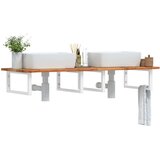  Zidna polica za Lavabo - Umivaonik od čelika i masivnog bagremovog drva - tamno smeđe i bijele boje 120 x 50 x 2 cm 1 Pravokutno | shoptok.hr