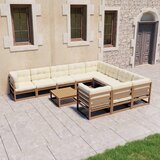The Living Store Vrtna sedežna garnitura z blazinami 11-delna medeno rjava - Vrtna Sedežna Garnitura, (21470467) | Shoptok.si