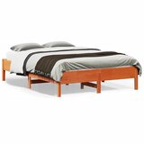 vidaXL Posteljni okvir voščeno rjav 135x190 cm trdna borovina Cene