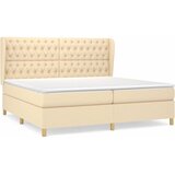  Krevet s oprugama i madracem krem 200 x 200 cm od tkanine | shoptok.hr