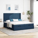 vidaXL Otomanski posteljni okvir z vzmetnicami moder 200x200 cm blago, (21609931) Cene