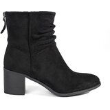 Shelvt Women's black suede boots with a ruffled upper Cene