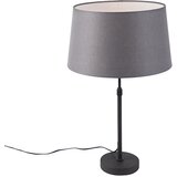 QAZQA Namizna svetilka črna s platnenim odtenkom siva 35 cm nastavljiva - Parte Cene