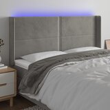 vidaXL LED posteljno vzglavje svetlo sivo 183x16x118/128 cm žamet | Shoptok.si