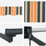 vidaXL Ručna uvlačiva tenda Zelena i žuta 500x300 cm, Zamjenska tkanina za tenda okvir 5x3 m Zelena i žuta | shoptok.hr