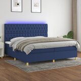 The Living Store Box spring postelja z vzmetnico LED modra 200x200 cm blago - Box Spring Postelja, (21520735) Cene