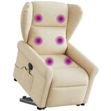 vidaXL Električni masažni naslanjač s funkcijo vstajanja krem, (21824599) | Shoptok.si