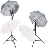 vidaXL Foto studijski komplet s softboxi, dežniki, ozadjem, odbojnikom | Shoptok.si