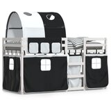  The living store pograd z zavesami bel in črn 75x190 cm trdna borovina - pograd, (21488164) | Shoptok.si
