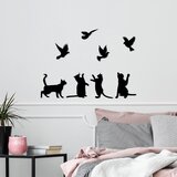 Wallity Zidna dekoracija Birds Playing With Cats, 79x110 cm, 1.5 mm, Crna | ePonuda.com