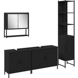 vidaXL 4-delni kopalniški pohištveni set v črnem hrastu in inženirskem lesu | Shoptok.si