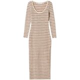 Bershka Pletena obleka bež / rjava / rjasto rjava / bela | Shoptok.si