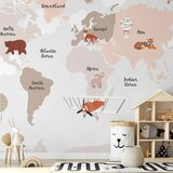  Foto tapeta - Map in Shades of Beige - Continents With Animals 400x280 Vodootporna | shoptok.hr