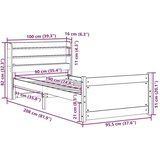  Posteljni okvir z vzglavjem 90x190 cm trdna borovina, (21311046) | Shoptok.si