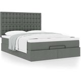 vidaXL Otomanski posteljni okvir z vzmetnico siv 140x200 cm blago | Shoptok.si