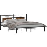 vidaXL Posteljni okvir brez vzmetnice hrast 183x203 cm inženirski les | Shoptok.si