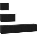 vidaXL TV Kabinet za Zid s policom s pohranom s vratima 4 pcs Crni hrast | shoptok.hr