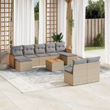  10-dijelni set vrtnih sofa s jastucima bež od poliratana | shoptok.hr