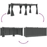  Sjenica sa zavjesama 6 x 3 m antracit čelična | shoptok.hr