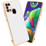 Cadorabo Ohišje, združljiv s Samsungom v sijajnem belem - zlatu - zaščitni pokrov iz fleksibilnega silikona TPU in z zaščito pred kamero, (20596847) | Shoptok.si