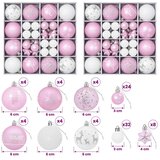  Set božićnih kuglica 88 kom. Roza i bijela Ø 6 cm Plastika - Roza i bijela | shoptok.hr