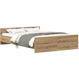 Maison Chic Posteljni okvir - Dvoposteljna postelja - Zakonska postelja brez vzmetnice artisian hrast 140x190 cm-J11113, (21771583) | Shoptok.si