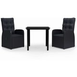 3-dijelni vrtni blagovaonski set s jastucima crni | shoptok.hr